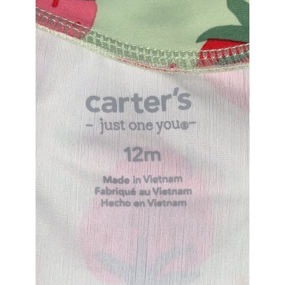 Carters Just One You Baby Girl Strawberry Rash Guard Striped Bottom Swimsuit Set - Picture 6 of 11
